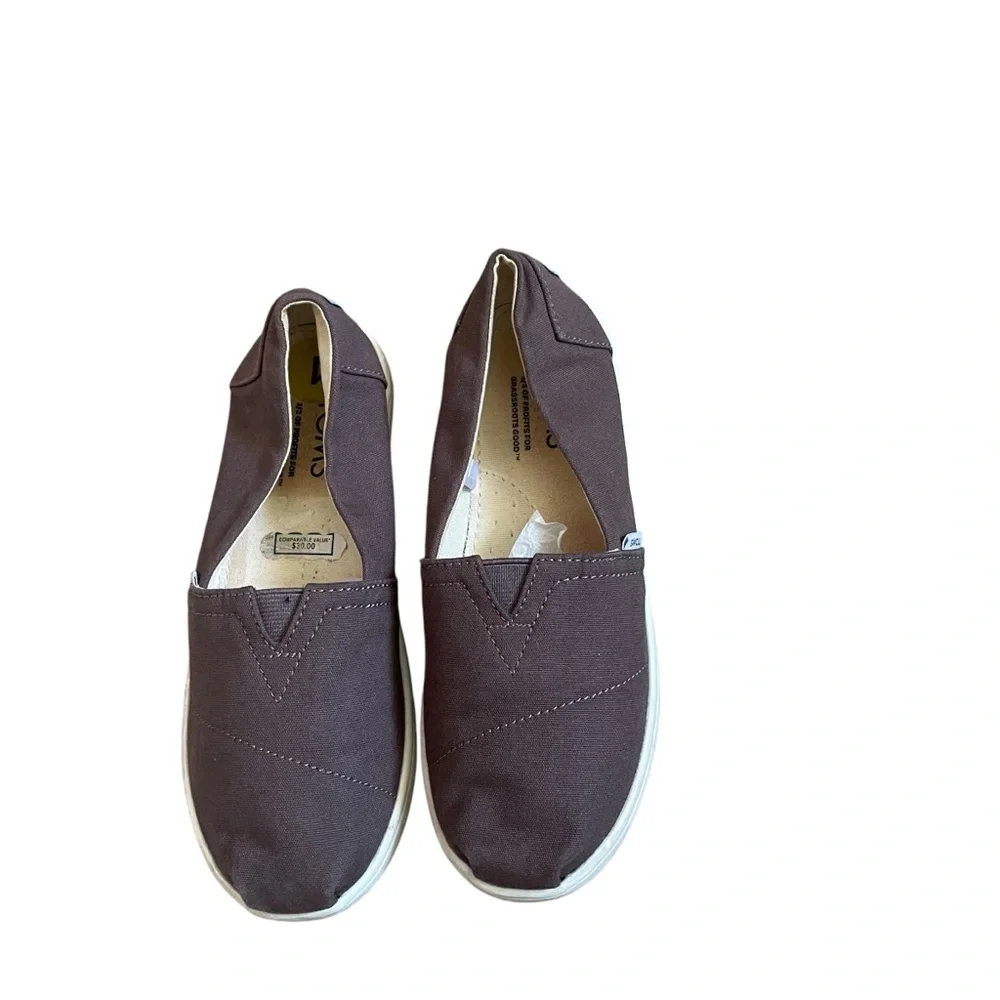 Toms Kids Alpargata Brown Loafers Comfortable Slip-Ons Size 1